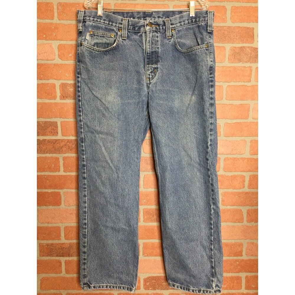 Carhartt Mens Blue Denim Jeans Size 36x30 Traditional Fit 100% Cotton